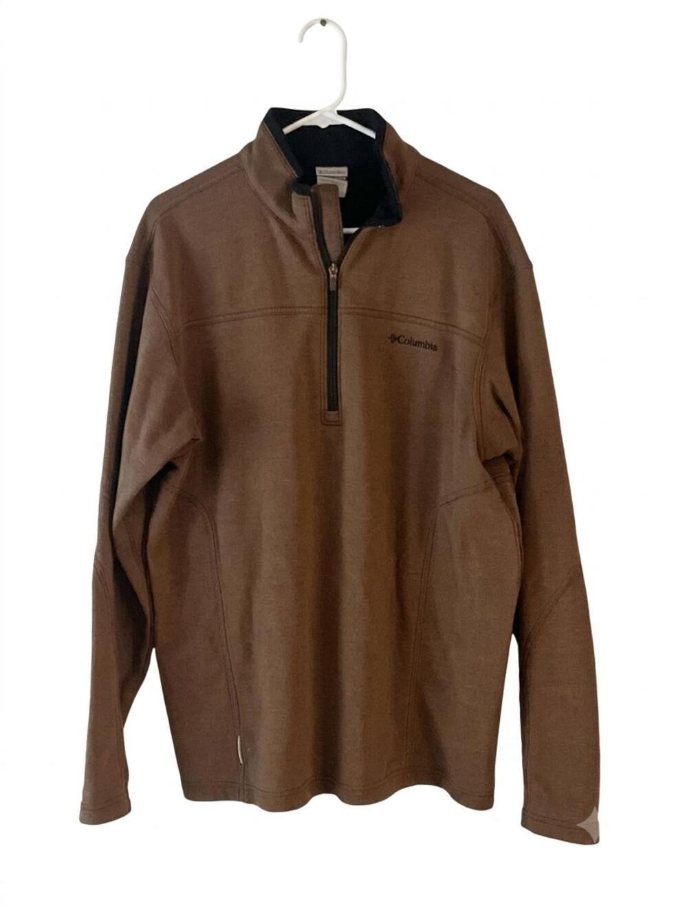 Columbia Mens Brown Quarter Zip Fleece Pullover Top